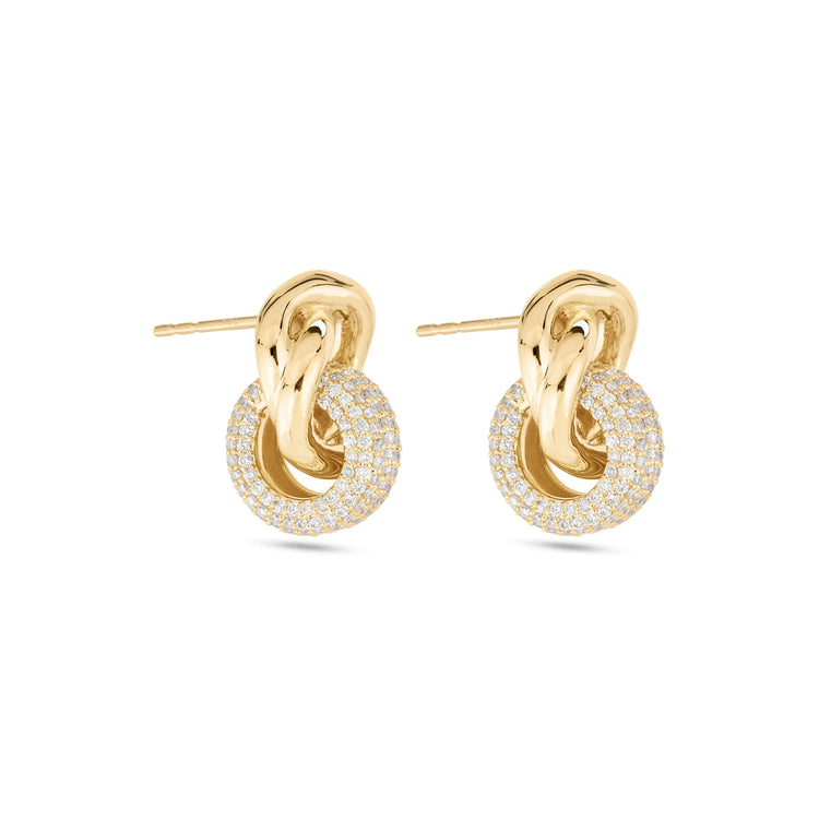 Stone and Strand 14K Yellow Gold Diamond Forme Knot Earrings Side Image
