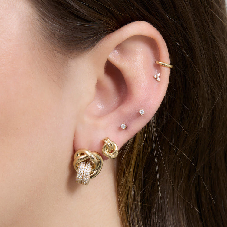 Image of 14K Yellow Gold Diamond Forme Knot Earrings with Stone and Strand Earrings