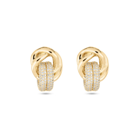Stone and Strand 14K Yellow Gold Diamond Forme Knot Earrings Front Image