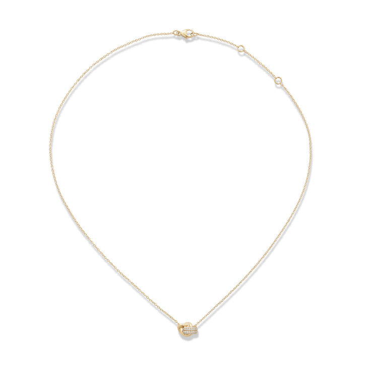 Stone and Strand 14K Yellow Gold Diamond Forme Knot Necklace Front Image