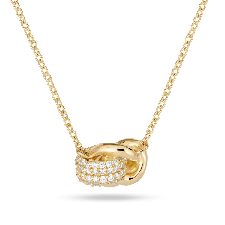 Stone and Strand 14K Yellow Gold Diamond Forme Knot Necklace Close Up Image