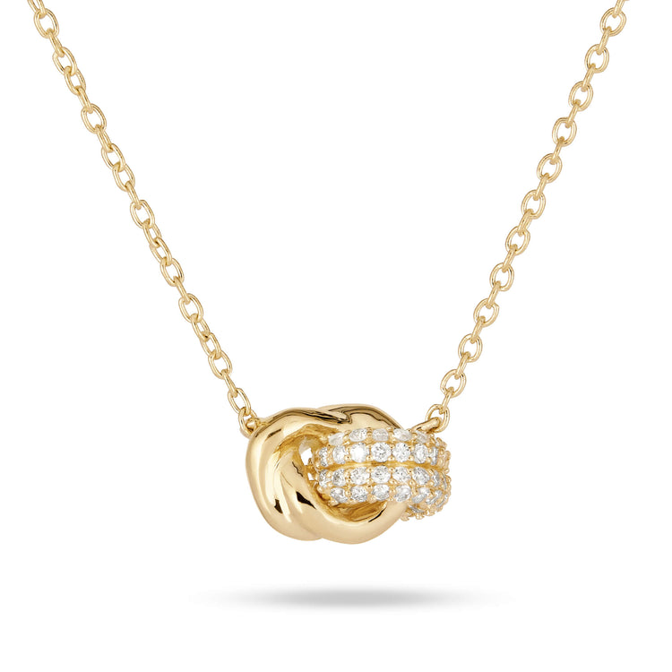 Stone and Strand 14K Yellow Gold Diamond Forme Knot Necklace Rear Image