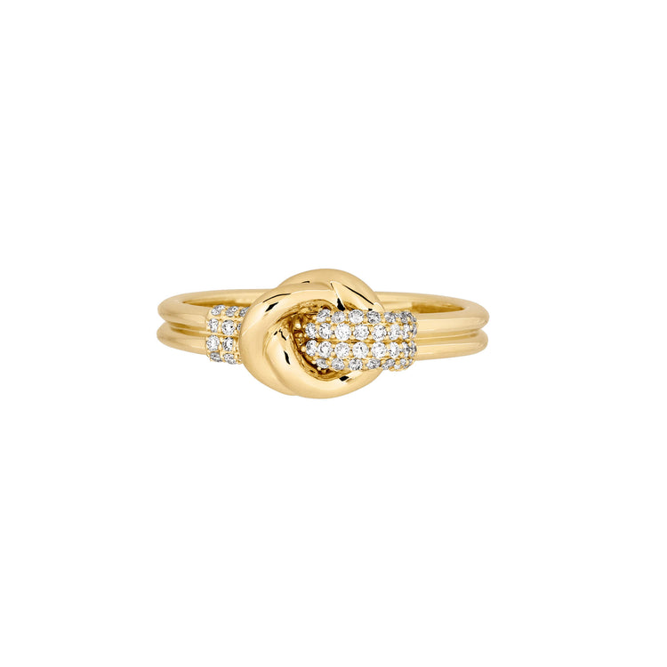Stone and Strand 14K Yellow Gold Diamond Forme Knot Ring Front Image