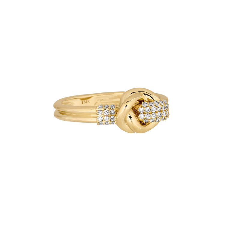 Stone and Strand 14K Yellow Gold Diamond Forme Knot Ring Side Image