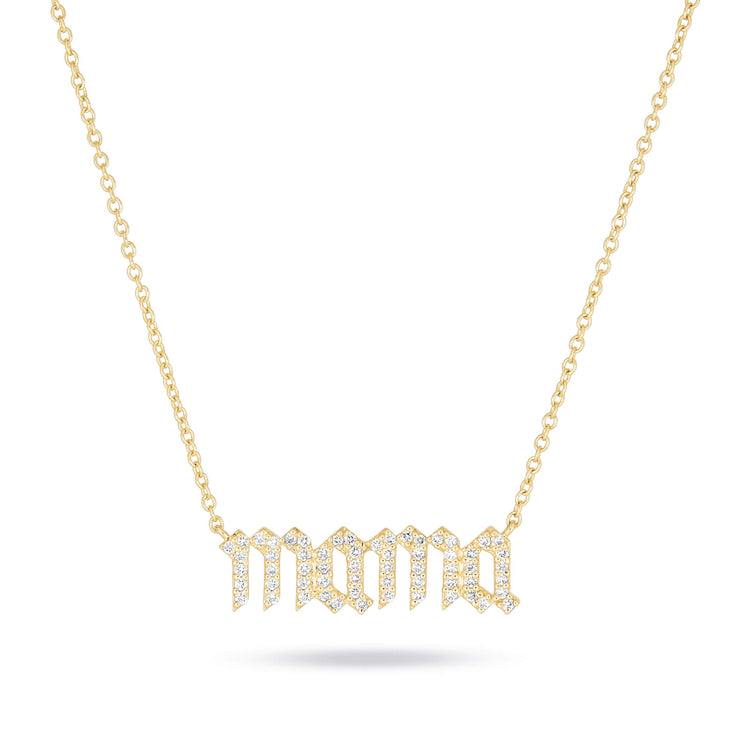 Stone and Strand 14K Yellow Gold Diamond Gothic Mama Necklace Front Image