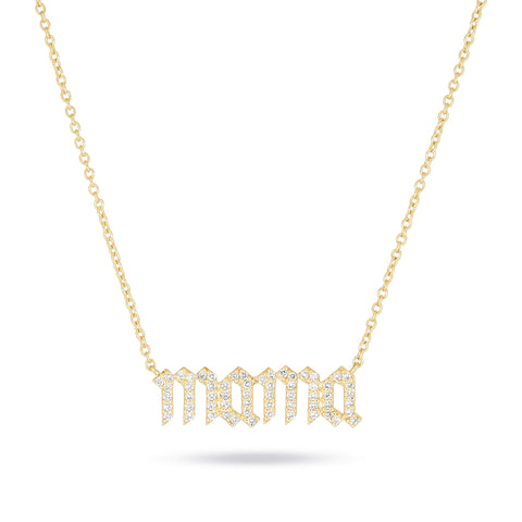 Stone and Strand 14K Yellow Gold Diamond Gothic Mama Necklace Front Image