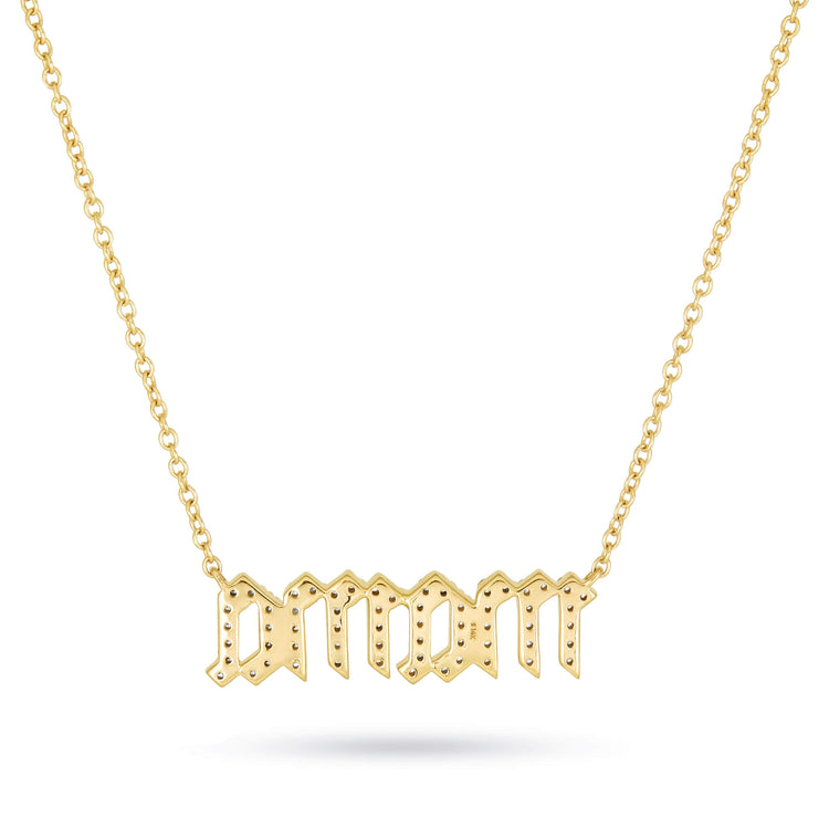Stone and Strand 14K Yellow Gold Diamond Gothic Mama Necklace Rear Image