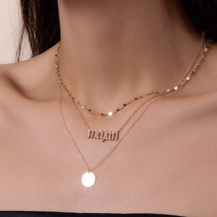 Image of 14K Yellow Gold Diamond Gothic Name Necklace with Stone and Strand Necklaces