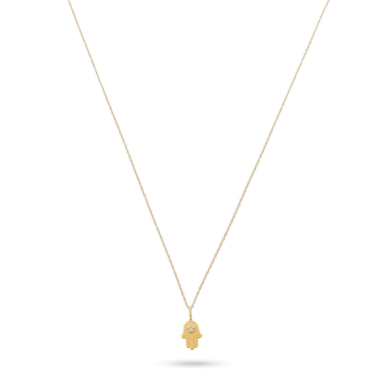 Stone and Strand 10K Yellow Gold Diamond Hamsa Necklace Front Image