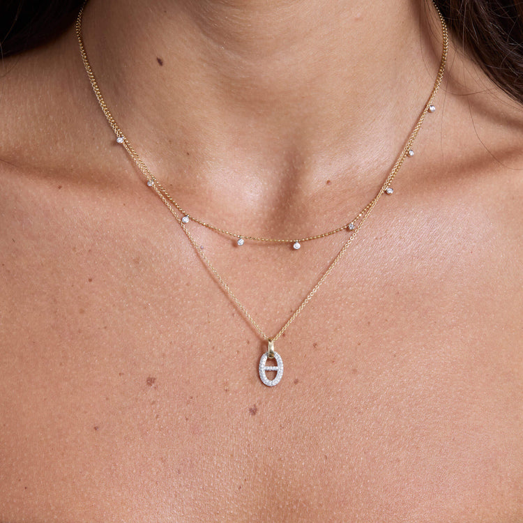Image of 14K Yellow Gold Diamond Hardware Necklace with Stone and Strand Necklaces