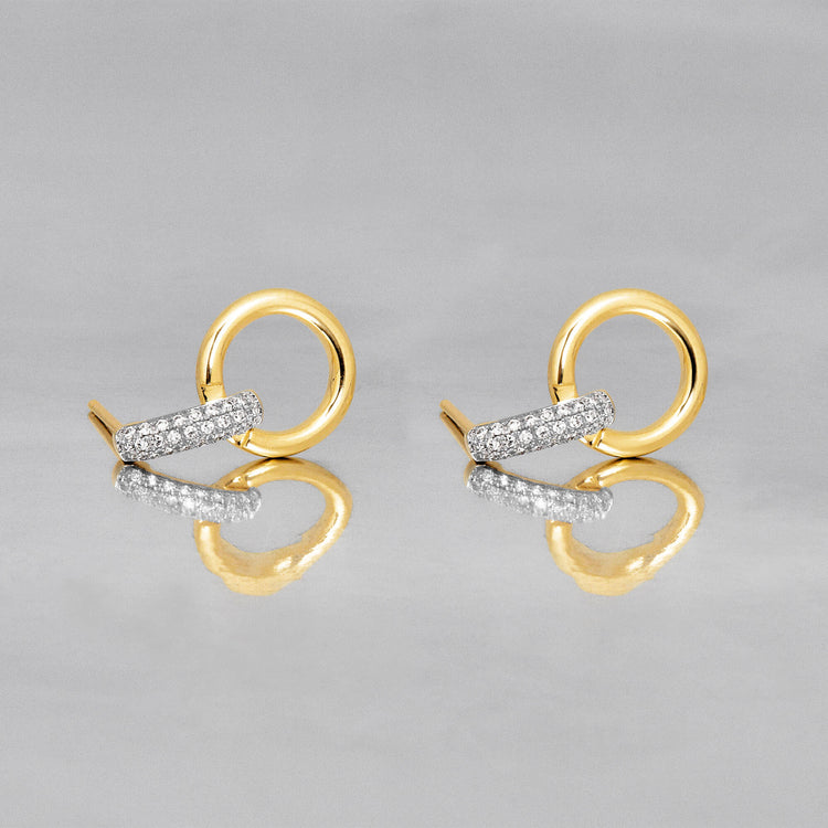 Stone and Strand 14K Yellow Gold Diamond Horsebit Earrings Editorial Image