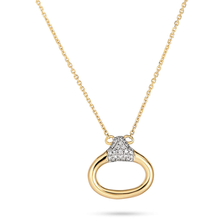 Stone and Strand 14K Yellow Gold Diamond Horsebit Necklace Close Up Image