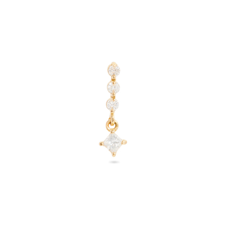 Stone and Strand 10K Yellow Gold Teeny LAB-Created Diamond Line Princess Earrings Front Single Image