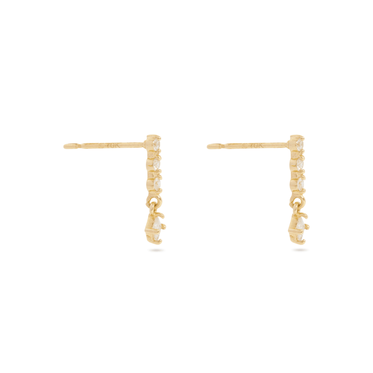 Stone and Strand 10K Yellow Gold Teeny LAB-Created Diamond Line Princess Earrings Side Image