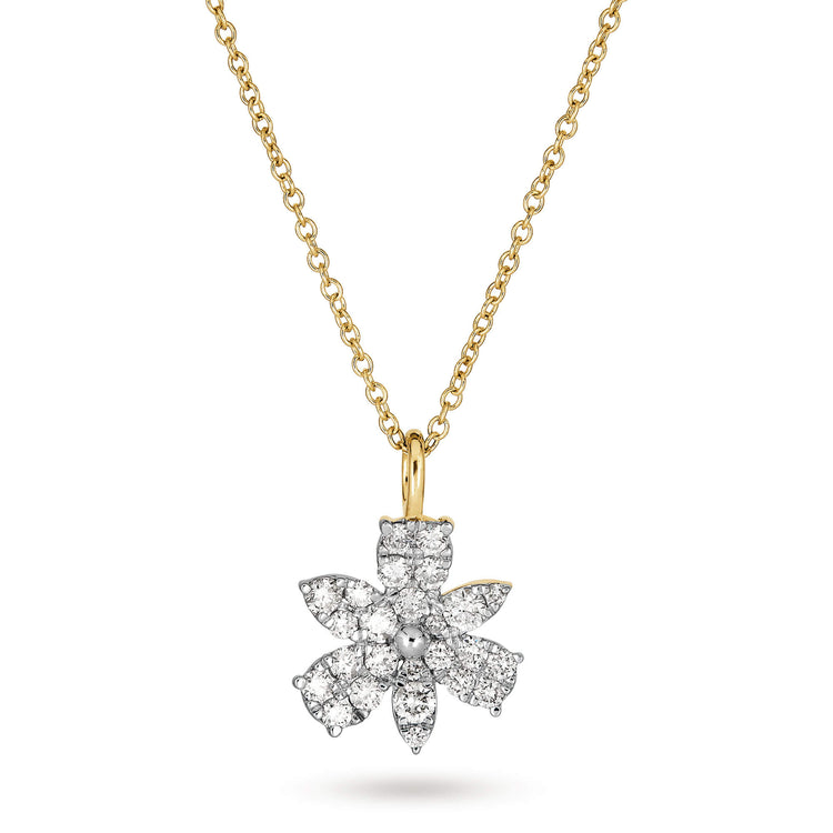 Stone and Strand 14K Yellow Gold Diamond Magnolia Necklace Close Up Image