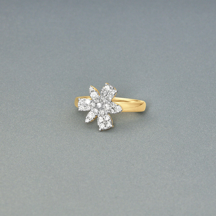 Stone and Strand 14K Yellow Gold Diamond Magnolia Ring Editorial Image