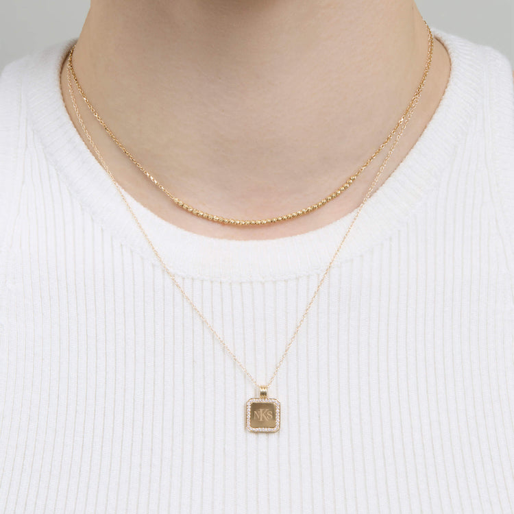 Image of 14K Yellow Gold Diamond Mitchell Necklace with Stone and Strand Necklaces