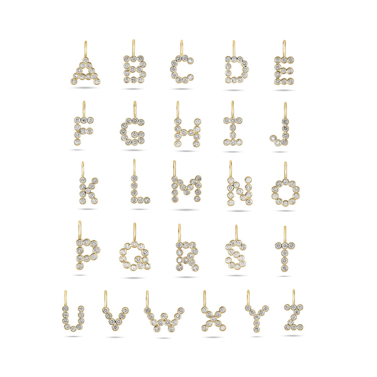 Stone and Strand 14K Yellow Gold Large Diamond Mochi Initial Charm Initials Image