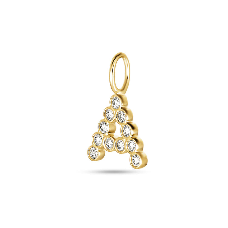 Stone and Strand 14K Yellow Gold Large Diamond Mochi Initial Charm Side Image
