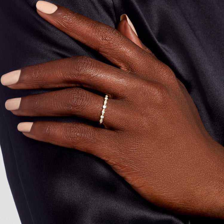 Image of 10K Yellow Gold Diamond Muse Band on Models Hand