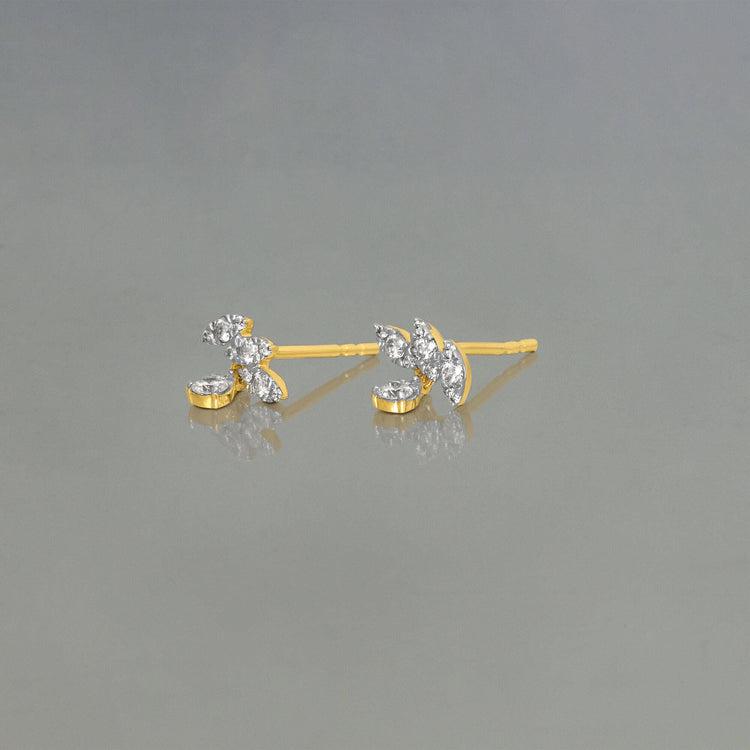 Stone and Strand 10K Yellow Gold Diamond Muse Drop Studs Editorial Image