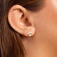 Image of 10K Yellow Gold Diamond Muse Drop Studs on Models Ear