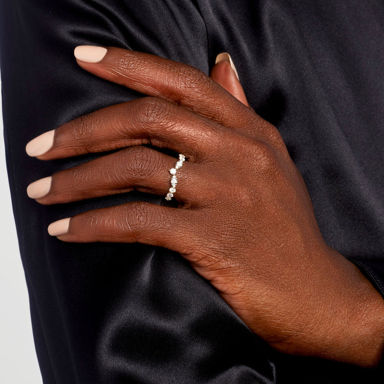 Image of 10K Yellow Gold Diamond Muses Tiara Band on Models Hand