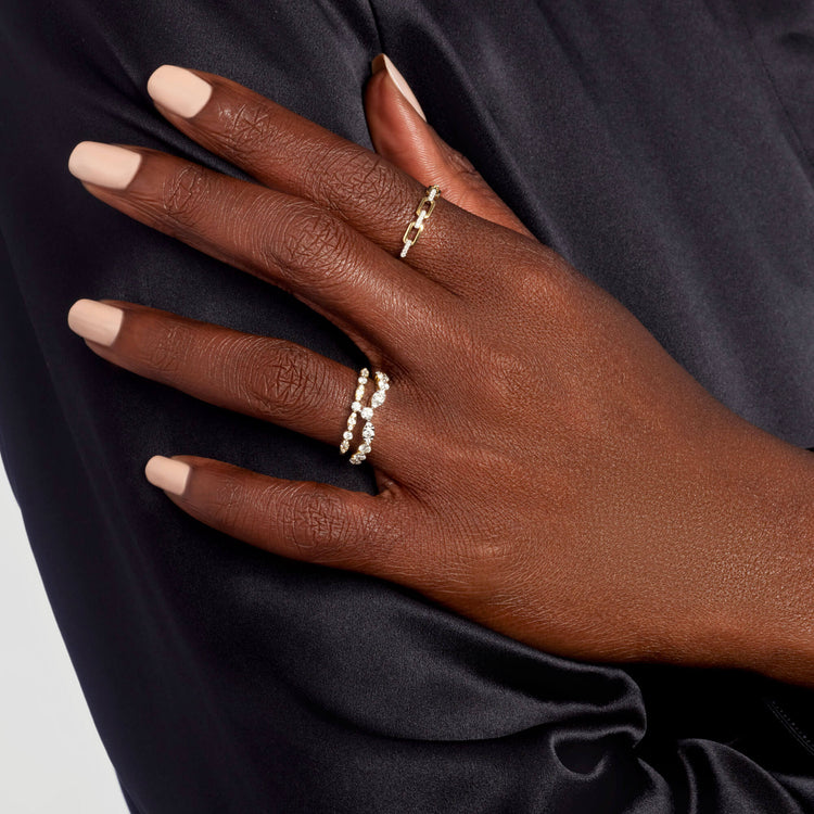 Image of 10K Yellow Gold Diamond Muses Tiara Band with Stone and Strand Rings