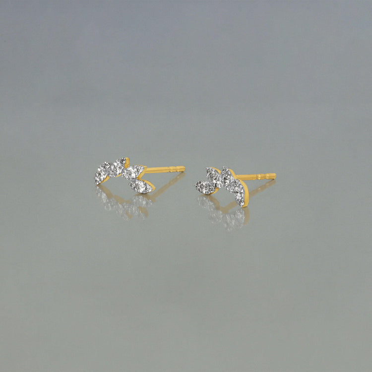 Stone and Strand 10K Yellow Gold Diamond Muses Tiara Studs Editorial Image