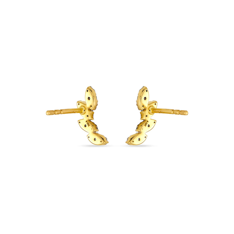 Stone and Strand 10K Yellow Gold Diamond Muses Tiara Studs Rear Image