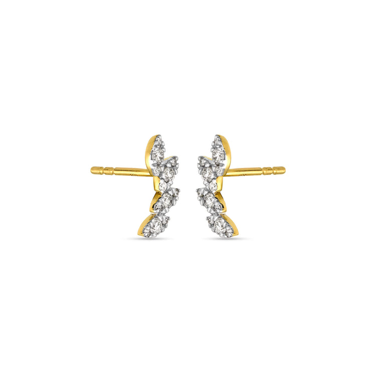 Stone and Strand 10K Yellow Gold Diamond Muses Tiara Studs Side Image