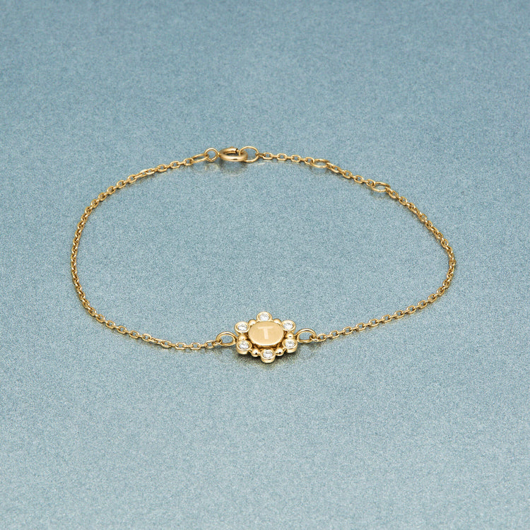 Stone and Strand 10K Yellow Gold Diamond Orbit Bracelet Editorial Image