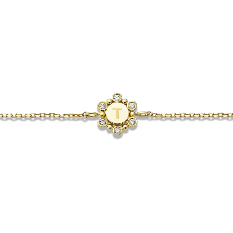 Stone and Strand 10K Yellow Gold Diamond Orbit Bracelet Close Up Image