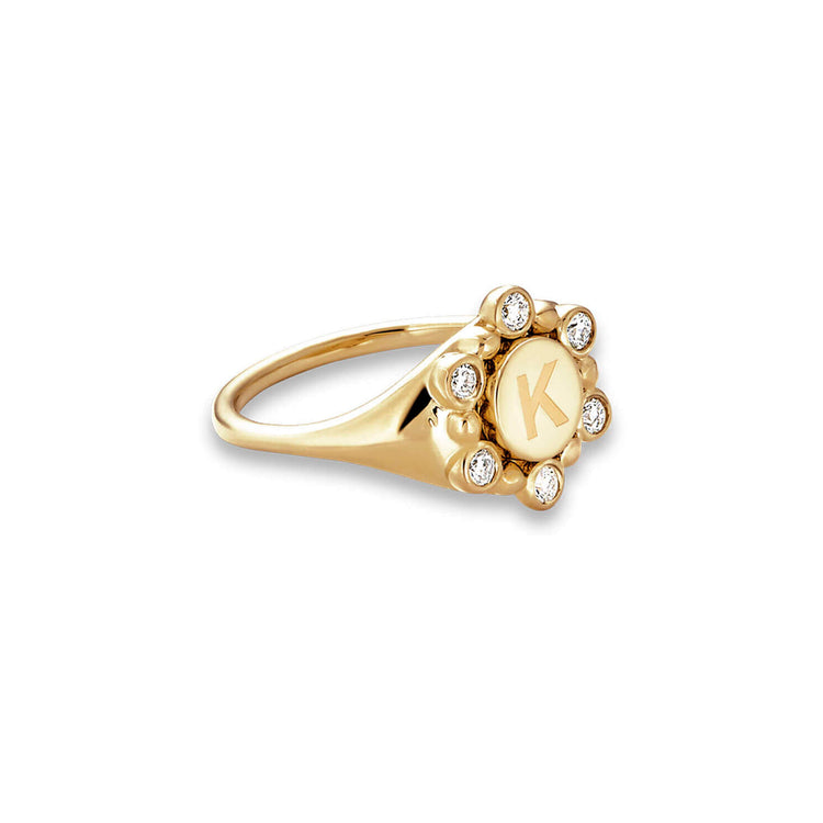 Stone and Strand 10K Yellow Gold Diamond Orbit Pinky Signet Ring Side Image