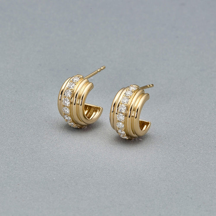 Stone and Strand 14K Yellow Gold Diamond Promenade Earrings Editorial Image