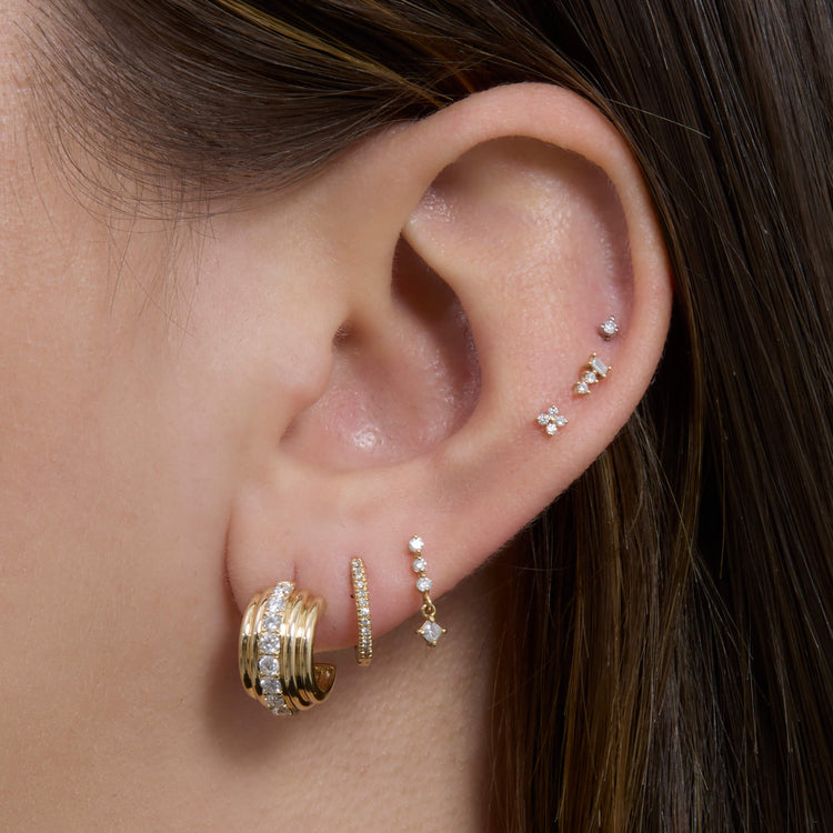 Image of 14K Yellow Gold Diamond Promenade Earrings with Stone and Strand Earrings