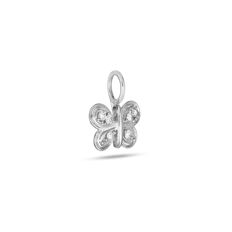 Stone and Strand 10K White Gold Diamond Puff Butterfly Charm Side Image