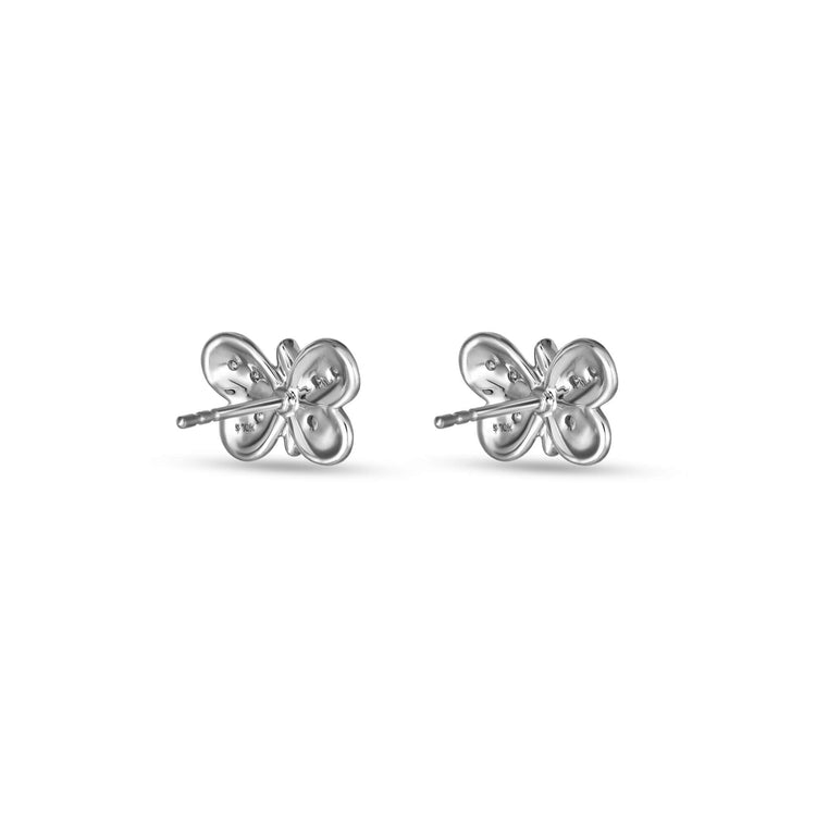 Stone and Strand 10K White Gold Diamond Puff Butterfly Studs Rear Image