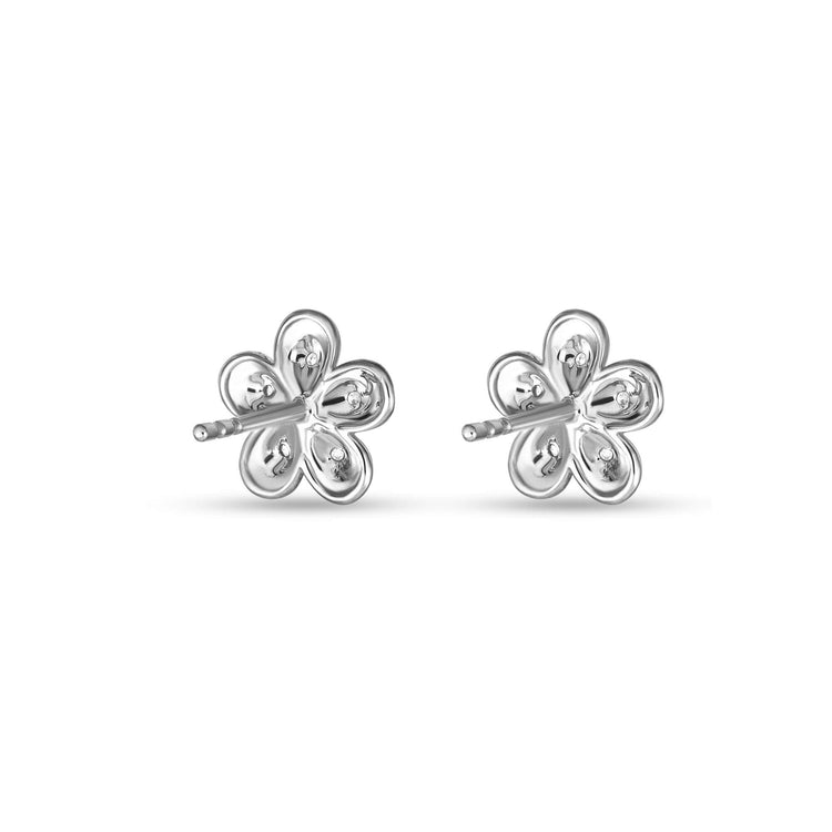 Stone and Strand 10K White Gold Diamond Puff Daisy Studs Rear Image