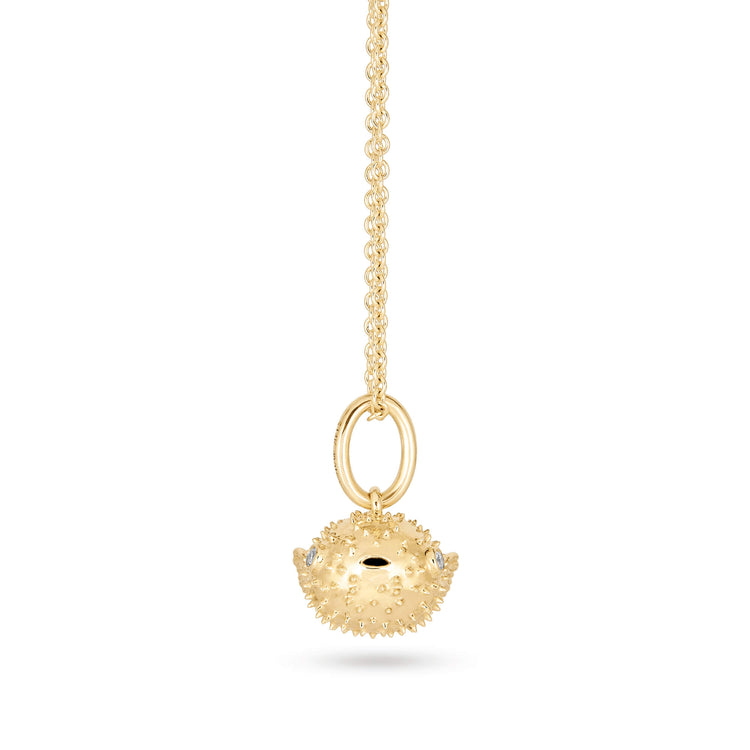 Stone and Strand 14K Yellow Gold Diamond Pufferfish Necklace Side Image