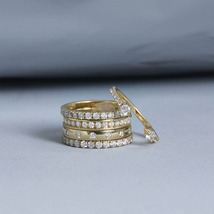Still life image of Classic Diamond Half Eternity Band with Stone and Strand solid gold jewelry