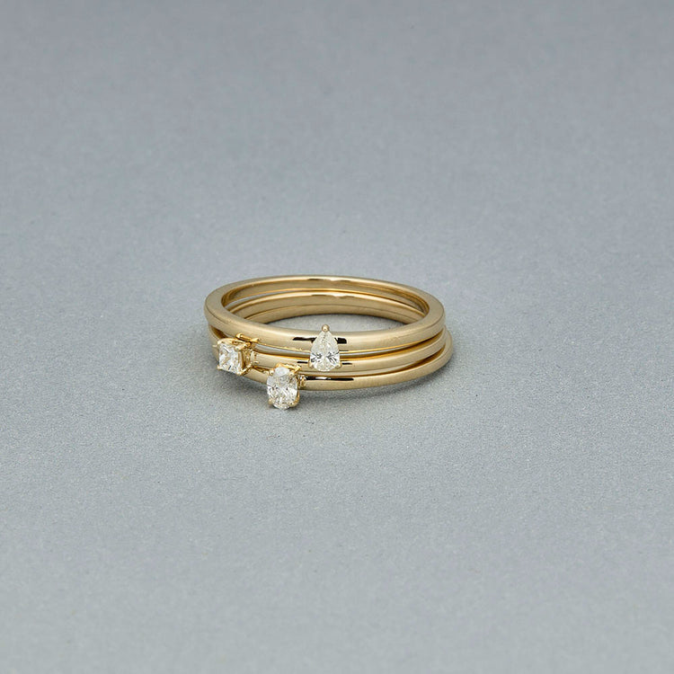 Stone and Strand 14K Yellow Gold Diamond Stacking Ring Set Editorial Image