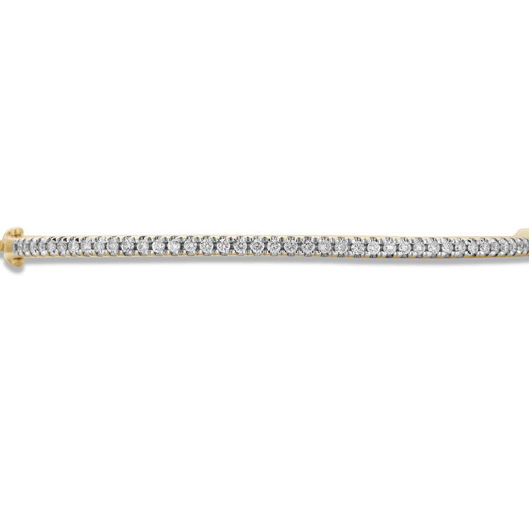 Stone and Strand 14K Yellow Gold Diamond Stroke Tennis Bangle Close Up Image
