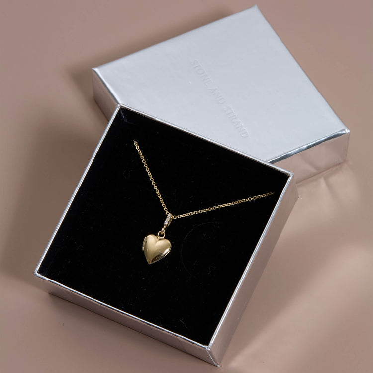 Still life image of Diamond Sweetheart Locket with Stone and Strand Gift Box
