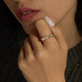 Image of 14K Yellow Gold Together Forever Diamond Trio Band on Models Hand