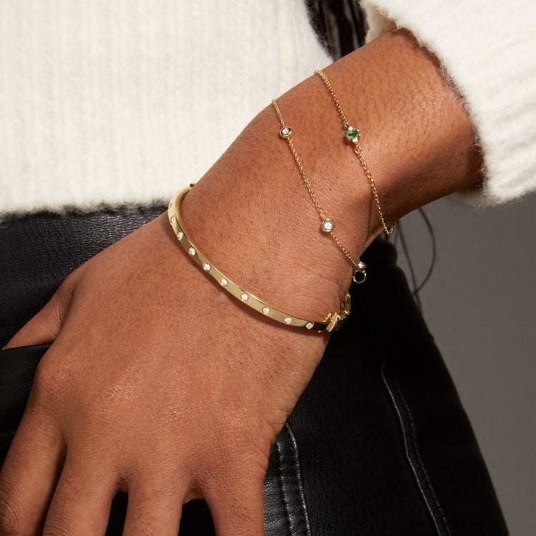 Image of 10K Yellow Gold Diamonds By The Dozen Bracelet with Stone and Strand Bracelets