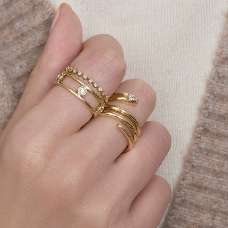 Image of 14K Yellow Gold Diana Wrap Around Ring with Stone and Strand Rings