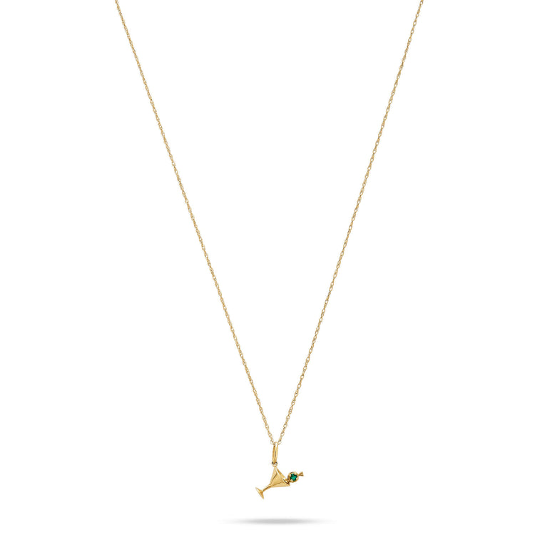 Stone and Strand 10K Yellow Gold Dirty and Flirty Martini Emerald Necklace Front Image