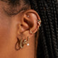 Image of 10K Yellow Gold Second Hole Disco Huggies with Stone and Strand Earrings