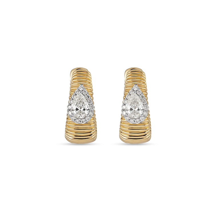 Stone and Strand 14K Yellow Gold Disco Pear Huggies Front Image
